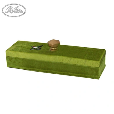 Wood fabric covered jewelry necklace ring gift box with mirror