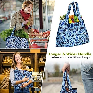 Polyester Durable Large Grocery Bags Reusable Thickened Tote Bags Bulk Foldable Into Pouch Lightweight Foldable Shopping Bags