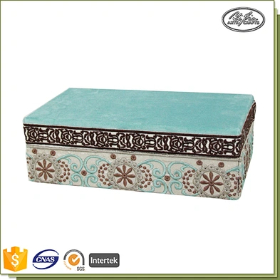 Customized vintage rectangular velvet jewelry box