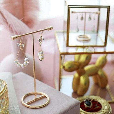 Customized gold earring holder earing display stand jewelry metal display stand for earring