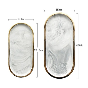 Nordic Creative  Marble Shaped Ceramic Storage Jewelry Necklace Ring Tray