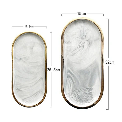 Nordic Creative  Marble Shaped Ceramic Storage Jewelry Necklace Ring Tray
