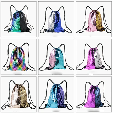 Beach Bag Outdoor Fitness Bag Sequins Bunch Pocket Female Drawstring Bags