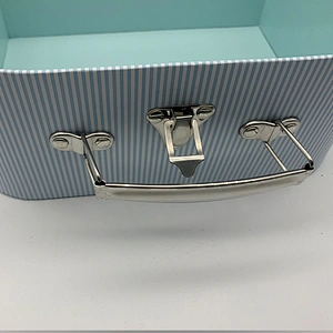 Colorful Printing kids mini paper suitcase box decorative paper cardboard suitcase paper gift packaging box with metal handle