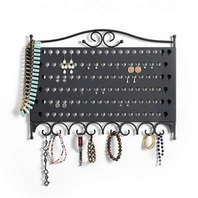 Black Metal Jewelry Hang Organizer Earring Bracelet Wall Mounted Hanging Jewelry Organizer