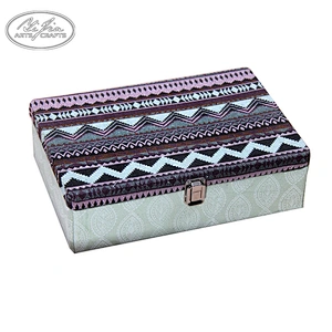 Wholesale wooden fabric covered customized jewelry box with locks