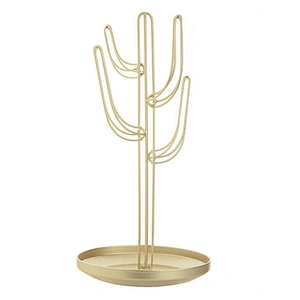 Fashion Gold-Tone Metal Cactus-Shaped Jewelry Tower