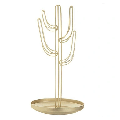 Fashion Gold-Tone Metal Cactus-Shaped Jewelry Tower