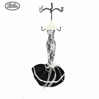 Black Cloth Cover Resin Doll Jewelry Display Stands