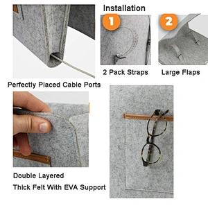 Convenient Bed Sofa Desk Hanging Organizer Multi Felt Bedside Storage Bag with Pockets