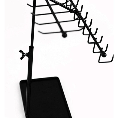 Adjustable height black metal 30 hook jewelry display rack stand jewelry rack