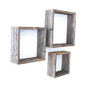 Reclaimed Wood Weathered Gray Rustic Open Box Shelve