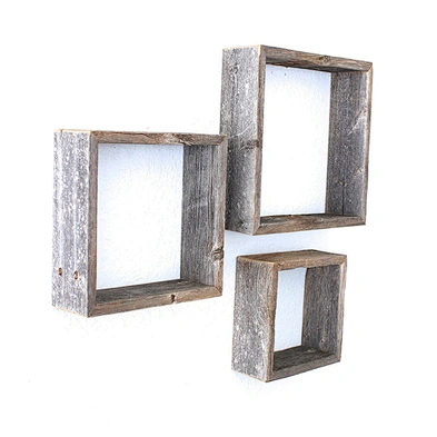 Reclaimed Wood Weathered Gray Rustic Open Box Shelve