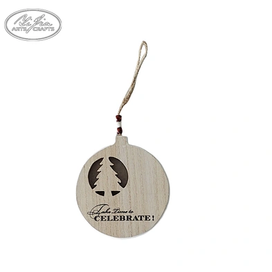 Wholesale decorations DIY hanging wooden craved round tags christmas balls custom christmas baubles