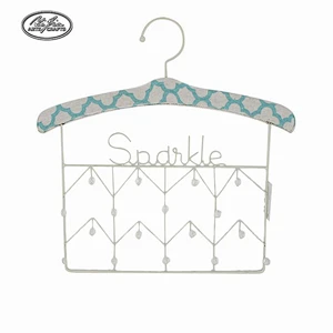 Jewelry holder luxury clothes hangers girl jewelry holder blue white metal hanger