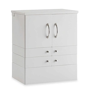 Wholesale white 3 layers tabletop wood cosmetic makeup storage box with mirror