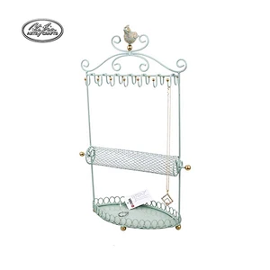 Pink heart shaped metal jewelry display stand for ring necklace