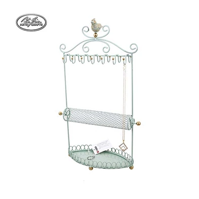 Pink heart shaped metal jewelry display stand for ring necklace