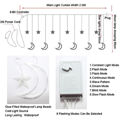 Waterproof Indoor/Outdoor String Lights Window Christmas led String Lights With 8 Flashing Modes For Wedding Party Home Decor