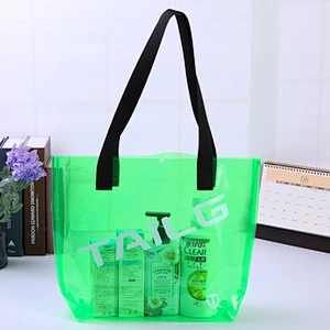 customized colorful transparent shopping bag  pvc clear tote bag women vinyl pvc tote bag
