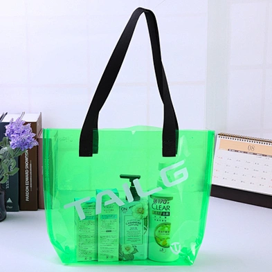 customized colorful transparent shopping bag  pvc clear tote bag women vinyl pvc tote bag