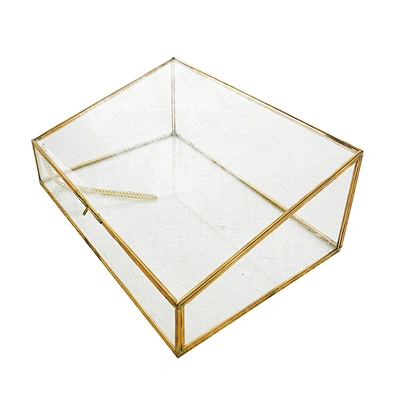 Customized retro copper-edge glass Jewellery storage box decoration necklace ring jewelry box organizer
