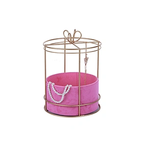 Round metal gold necklace bracelet jewelry display stand