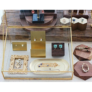 Customized retro copper-edge glass Jewellery storage box decoration necklace ring jewelry box organizer