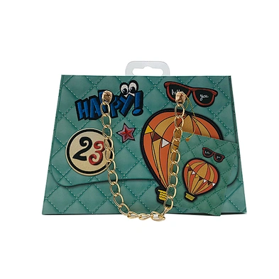 Fashion Custom Paper Jewelry Packaging bag offset printing kraft Paper Bag With Metal Chain Handle