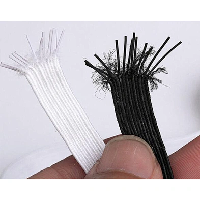 Wholesale 3-12mm white black color braided flat elastic band for protection products