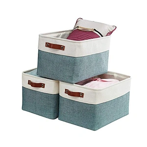 Foldable Storage Bin Collapsible Sturdy 900D Linen Storage Basket With Handles For Organizing Shelf Nursery Home Closet