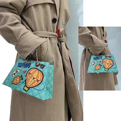 Fashion Custom Paper Jewelry Packaging bag offset printing kraft Paper Bag With Metal Chain Handle