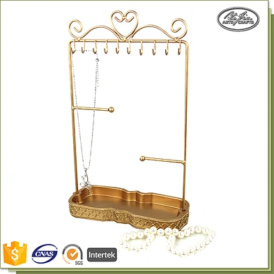 Customized decor metal Jewelry display stand with tray