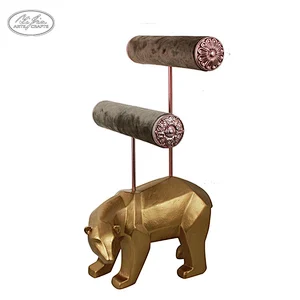 Velvet decoration horse animal shaped double T-bar jewelry holder bracelet display stand