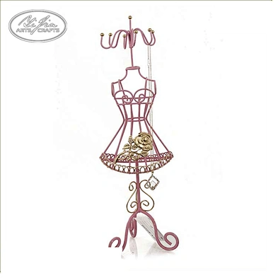 Metal wire mannequin necklace jewelry holder with tray