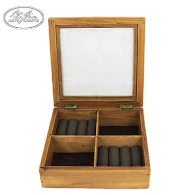 Table top wood jewelry ring ear studs display box