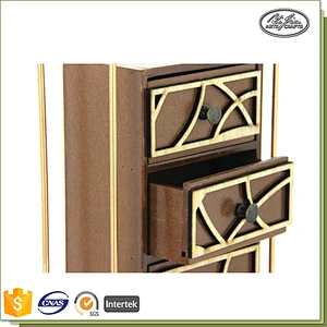 Customized wooden&metal jewelry case with 3 drawers