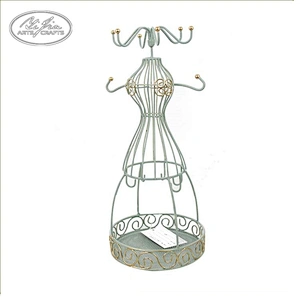 Metal wire mannequin necklace jewelry holder with tray