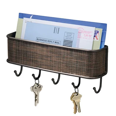 Wall Mounted Letter Rack 5 Hooks Metal Wall Key Holder