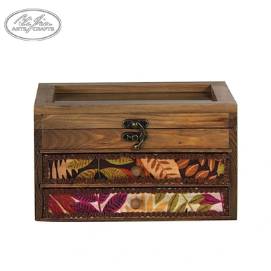 Table top wood jewelry ring ear studs display box