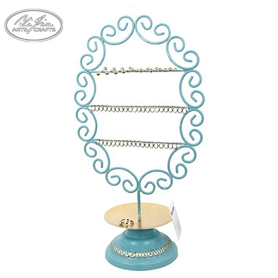 Vintage customized metal ring earring jewelry rotating display rack with tray