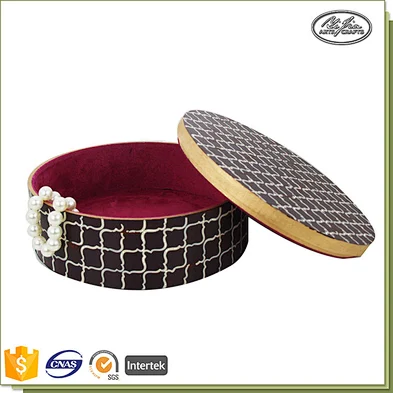 Widely used green decoration velvet&MDF round jewellery box