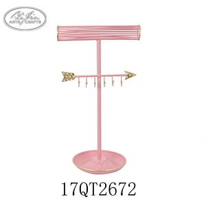 Customized Lovely Metal jewelry necklace display stand with mini tray