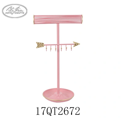 Customized Lovely Metal jewelry necklace display stand with mini tray