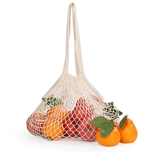 Customized Large Reusable Fruit vegetable Shopping String Grocery Tote Cotton Net Shopping Bag