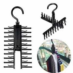 3 Piece 360 Degree Rotation Non-Slip Clips Holder, Tie Belt Rack Organizer Hanger, Cross X Tie Rack