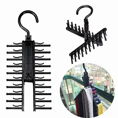 3 Piece 360 Degree Rotation Non-Slip Clips Holder, Tie Belt Rack Organizer Hanger, Cross X Tie Rack