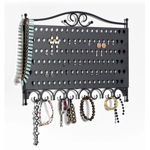 Black Metal Jewelry Hang Organizer Earring Bracelet Wall Mounted Hanging Jewelry Organizer
