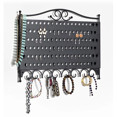 Black Metal Jewelry Hang Organizer Earring Bracelet Wall Mounted Hanging Jewelry Organizer