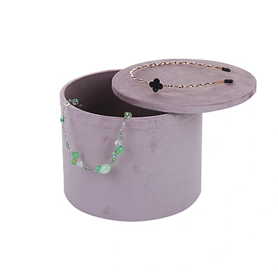 Wooden round jewelry storage box for necklace bracelet